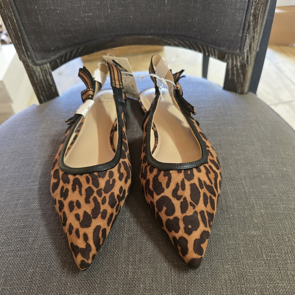 Women's London Sling Back Flats A New Day Brown Animal Print Size 8.5 NWT